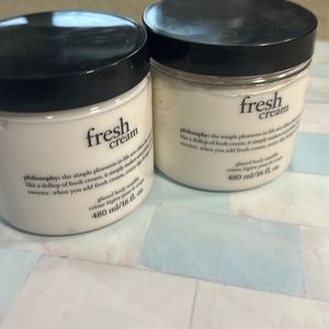 2 Jars of Philosophy FRESH CREAM Glazed Body Souffle Cream JUMBO 16 oz / 480ml
